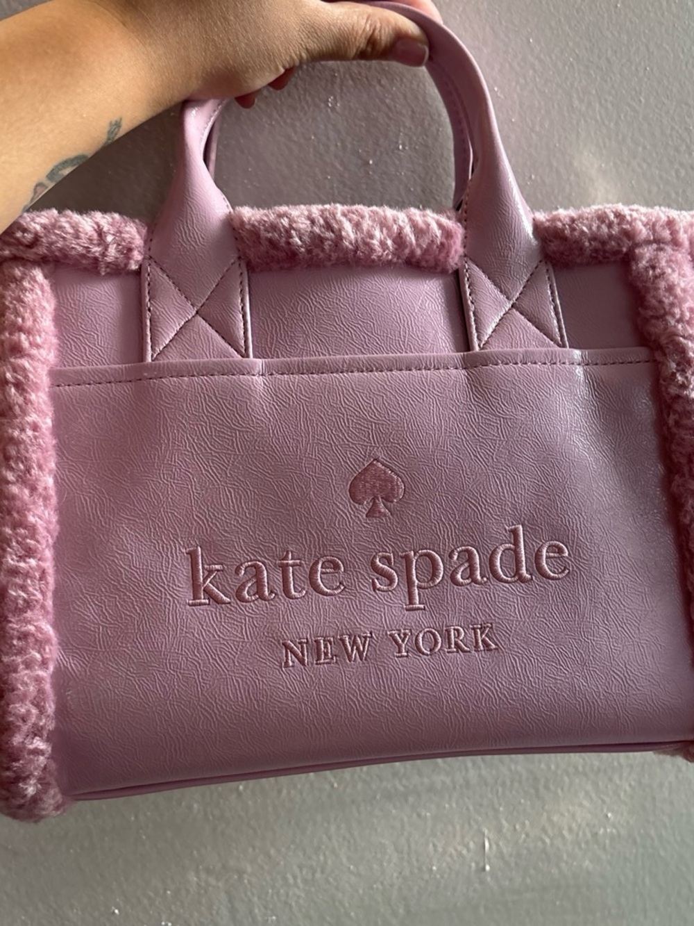 kate spade Pink Faux-Shearling Trim Tote